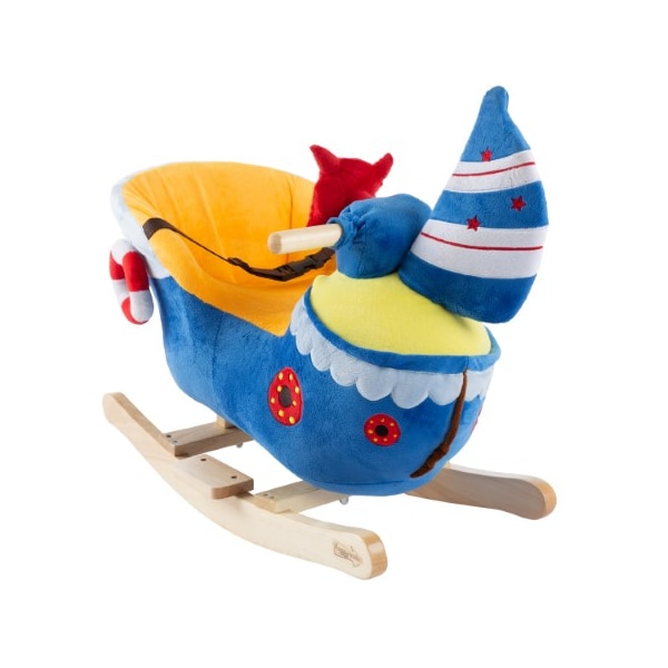 Boat Rocker Toy with Soft Fabric Covered Wooden Rocking Ship for Any Nursery-Fun, Boys and Girls